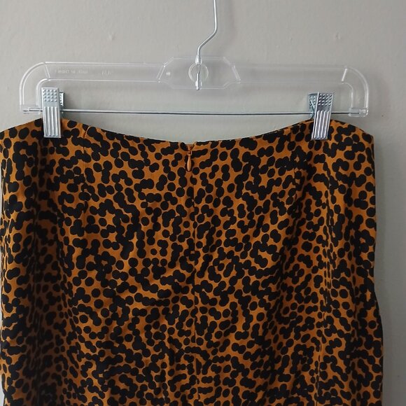 Diane Von Furstenberg Size 12 Cheetah Print Satin Midi Skirt Polka Dot Zipper - Picture 7 of 12